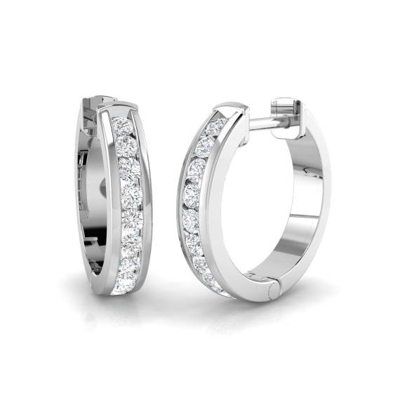 0.36ct I1/G Round cut Natural Diamond Hoop Earrings in 9k White Gold