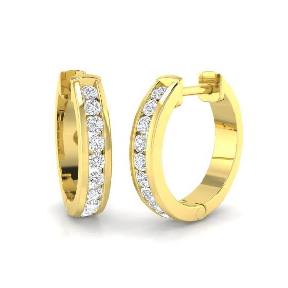 0.36ct SI2/G Round cut Natural Diamond Hoop Earrings in 18k Yellow Gold