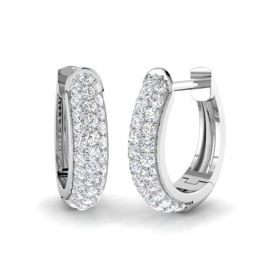 0.48ct SI2/G Round cut Natural Diamond Hoop Earrings in 9k White Gold
