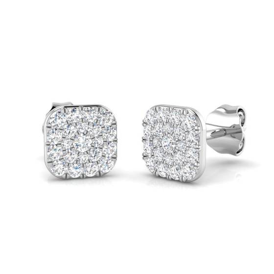 0.38ct SI2/G Round cut Natural Diamond Cluster Earrings in 9k White Gold