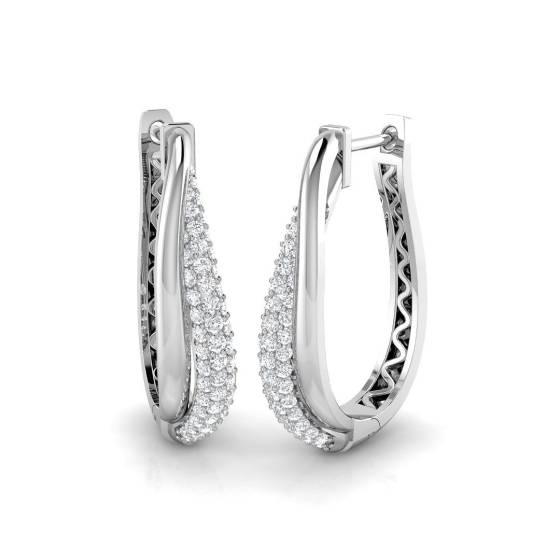 1.00ct SI2/G Round cut Natural Diamond Hoop Earrings in 18k White Gold