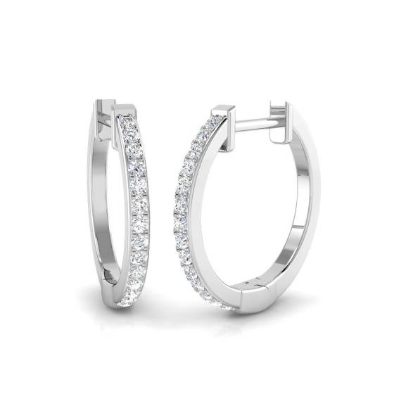 0.16ct SI2/G Round cut Natural Diamond Hoop Earrings in 9k White Gold