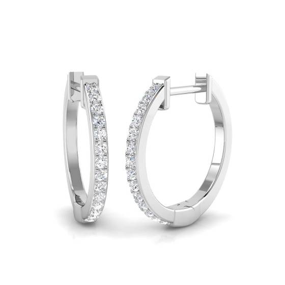 0.16ct I1/G Round cut Natural Diamond Hoop Earrings in 9k White Gold