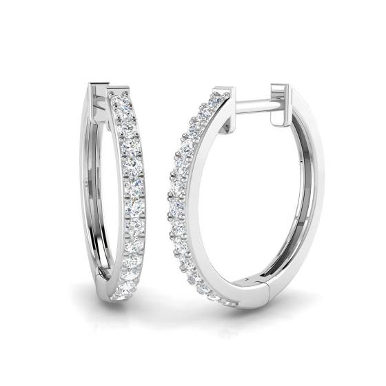 0.23ct SI2/G Round cut Natural Diamond Hoop Earrings in 9k White Gold