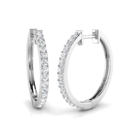 0.53ct SI2/G Round cut Natural Diamond Hoop Earrings in 9k White Gold