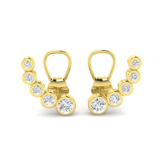 0.30ct SI2/G Round cut Natural Diamond Cluster Earrings in 9k Yellow Gold