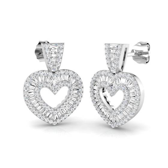 1.29ct SI2/G Round cut Natural Diamond Drop Earrings in 9k White Gold