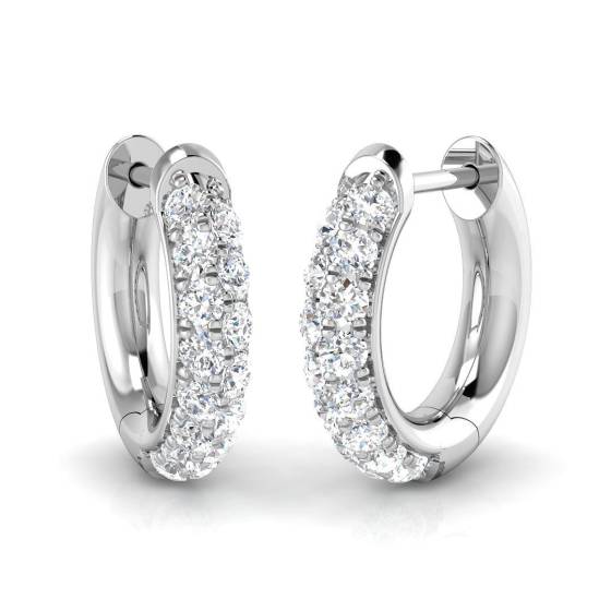 0.40ct SI2/G Round cut Natural Diamond Hoop Earrings in 9k White Gold