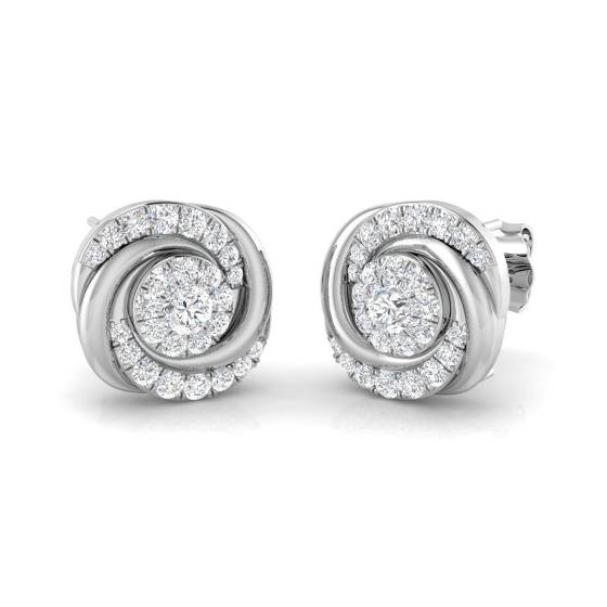 0.44ct SI2/G Round cut Natural Diamond Cluster Earrings in 18k White Gold