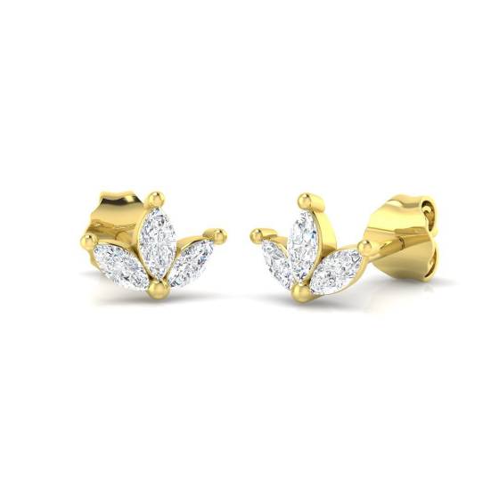 0.31ct SI2/G Marquise cut Natural Diamond Cluster Earrings in 18k Yellow Gold