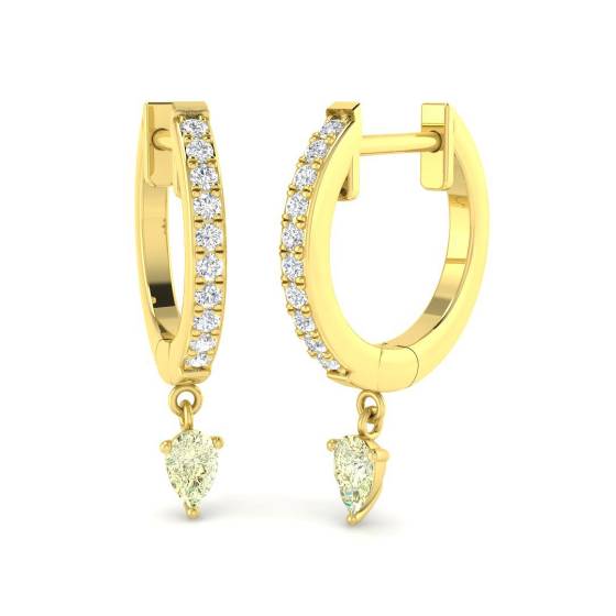 0.25ct SI2/G Round cut Natural Diamond Drop Earrings in 18k Yellow Gold