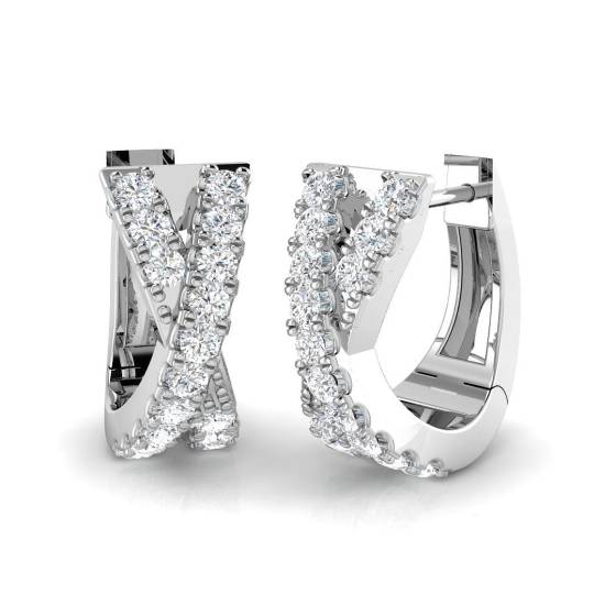 0.39ct SI2/G Round cut Natural Diamond Hoop Earrings in 18k White Gold