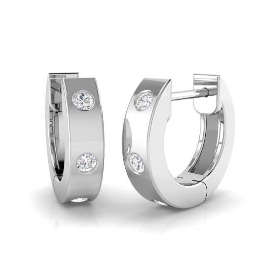0.12ct SI2/G Round cut Natural Diamond Hoop Earrings in 9k White Gold