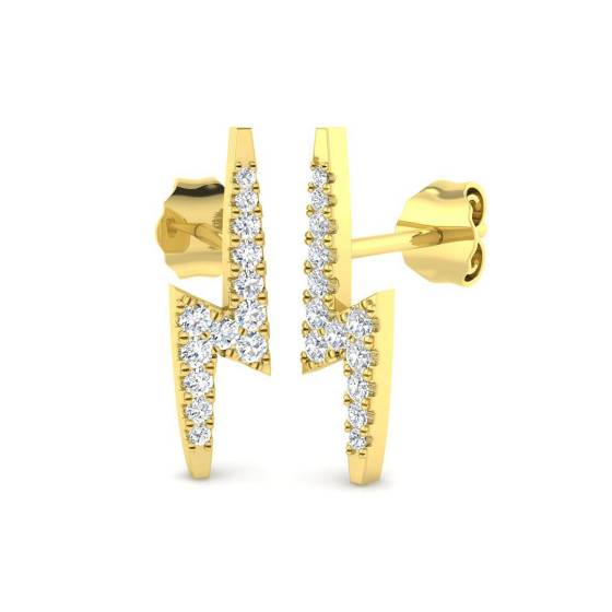 0.17ct SI2/G Round cut Natural Diamond Cluster Earrings in 9k Yellow Gold