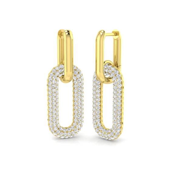 1.47ct SI2/G Round cut Natural Diamond Drop Earrings in 9k Yellow Gold