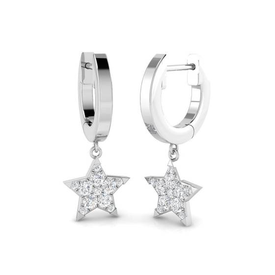 0.24ct SI2/G Round cut Natural Diamond Drop Earrings in 9k White Gold