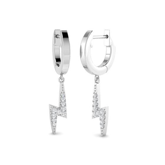 0.10ct SI2/G Round cut Natural Diamond Drop Earrings in 9k White Gold