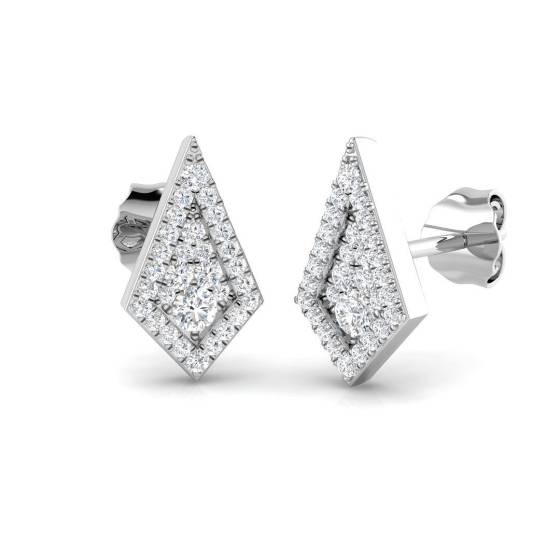 0.22ct SI2/G Round cut Natural Diamond Cluster Earrings in 9k White Gold