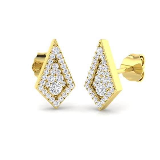 0.22ct SI2/G Round cut Natural Diamond Cluster Earrings in 9k Yellow Gold