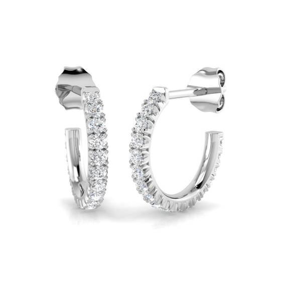 0.47ct SI2/G Round cut Natural Diamond Hoop Earrings in 18k White Gold