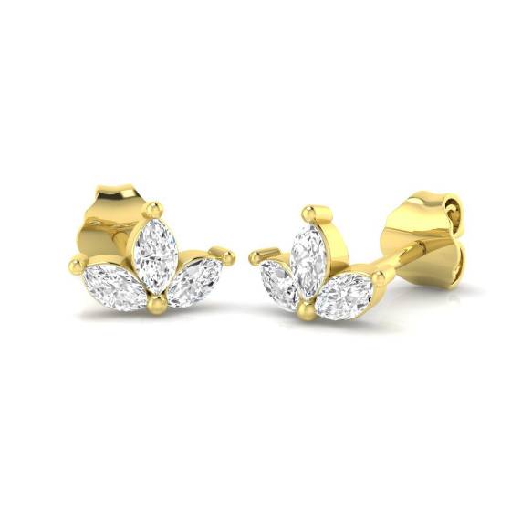 0.35ct SI2/G Marquise cut Natural Diamond Cluster Earrings in 18k Yellow Gold