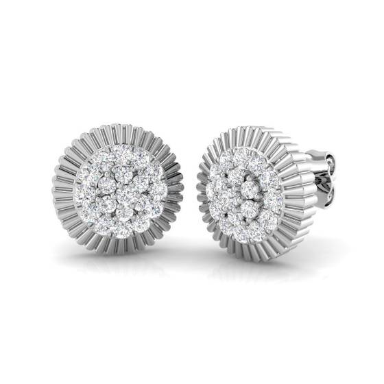 0.41ct SI2/G Round cut Natural Diamond Cluster Earrings in 9k White Gold