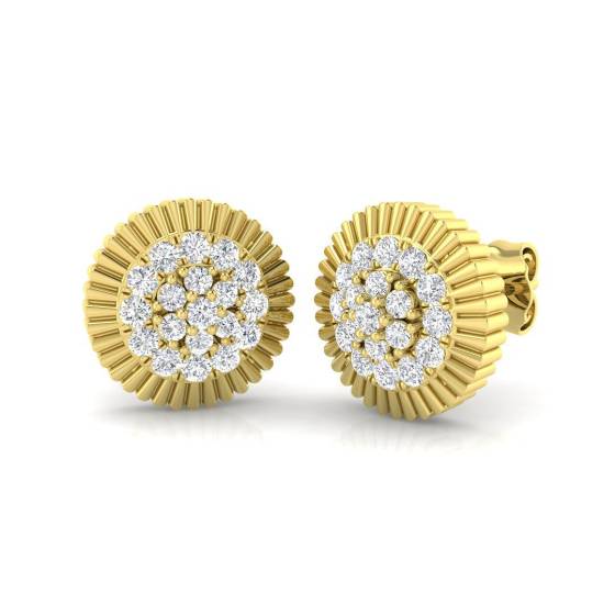 0.41ct SI2/G Round cut Natural Diamond Cluster Earrings in 9k Yellow Gold