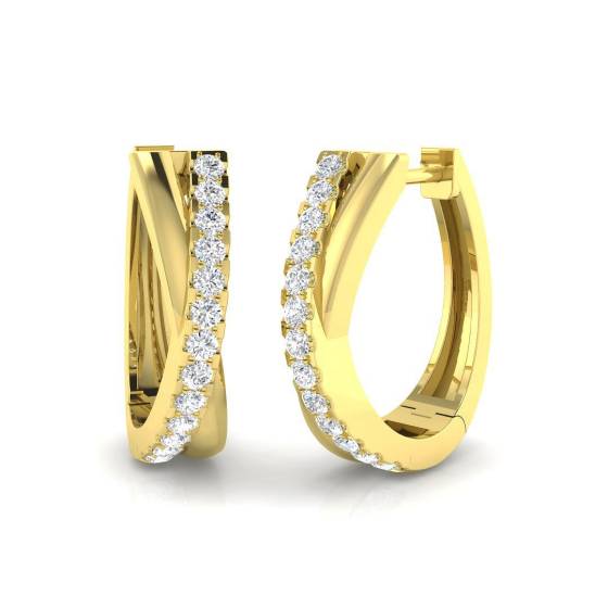 0.44ct SI2/G Round cut Natural Diamond Hoop Earrings in 9k Yellow Gold