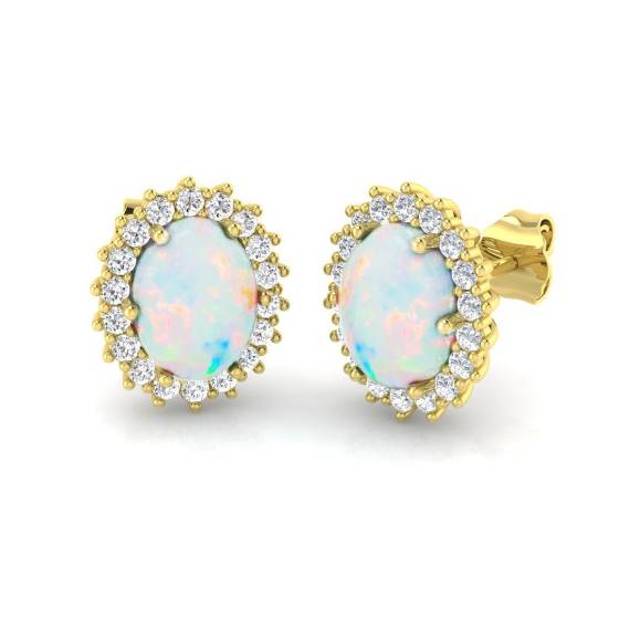 2.53ct SI2/G Oval cut Opal Gemstone Earrings in 9k Yellow Gold