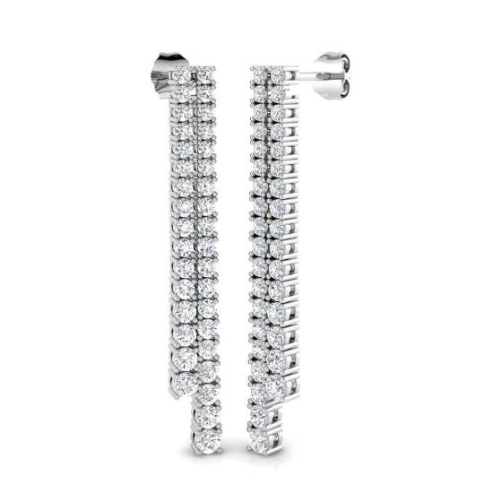 2.12ct SI1/G Round cut Natural Diamond Drop Earrings in 18k White Gold