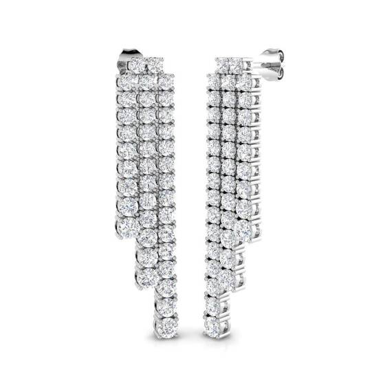 4.93ct SI1/G Round cut Natural Diamond Drop Earrings in 18k White Gold