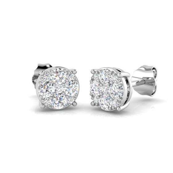 0.43ct SI2/G Round cut Natural Diamond Cluster Earrings in 9k White Gold