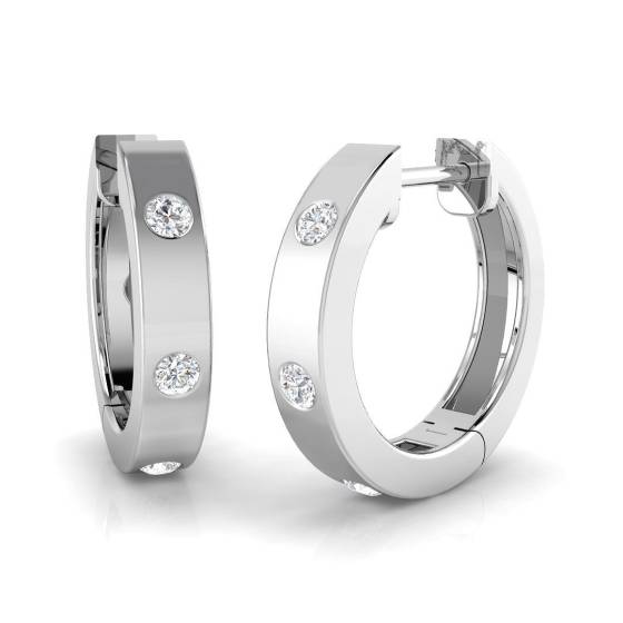 0.16ct SI2/G Round cut Natural Diamond Hoop Earrings in 9k White Gold