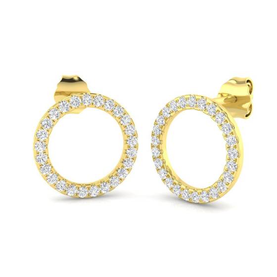 0.39ct SI2/G Round cut Natural Diamond Cluster Earrings in 9k Yellow Gold