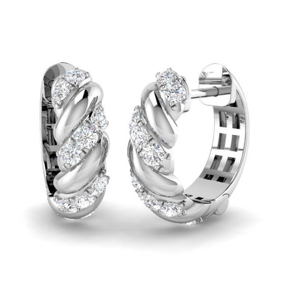 0.36ct SI2/G Round cut Natural Diamond Hoop Earrings in 18k White Gold