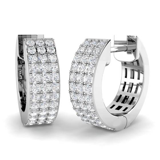 0.44ct SI2/G Round cut Natural Diamond Hoop Earrings in 18k White Gold