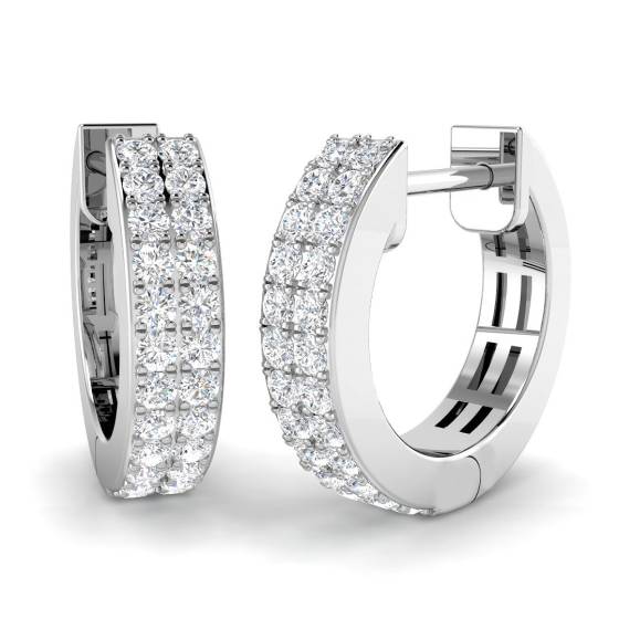 0.35ct SI2/G Round cut Natural Diamond Hoop Earrings in 18k White Gold