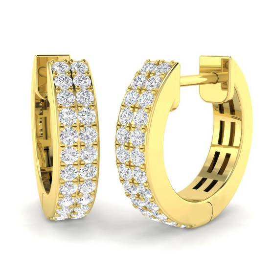 0.35ct SI2/G Round cut Natural Diamond Hoop Earrings in 18k Yellow Gold