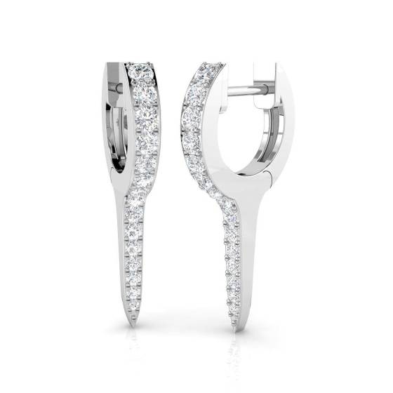 0.43ct SI2/G Round cut Natural Diamond Hoop Earrings in 18k White Gold