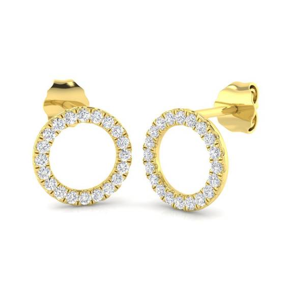 0.20ct SI2/G Round cut Natural Diamond Cluster Earrings in 9k Yellow Gold