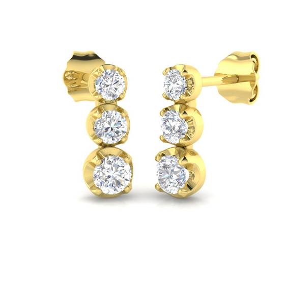 0.47ct SI2/G Round cut Natural Diamond Drop Earrings in 18k Yellow Gold
