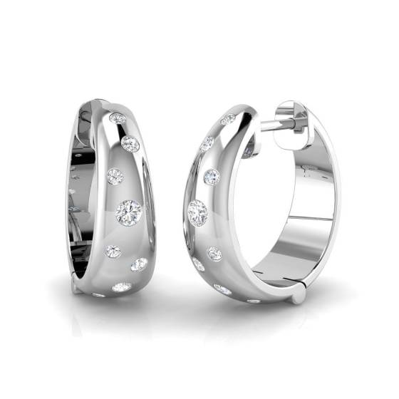 0.25ct SI2/G Round cut Natural Diamond Hoop Earrings in 9k White Gold