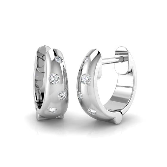 0.10ct SI2/G Round cut Natural Diamond Hoop Earrings in 9k White Gold