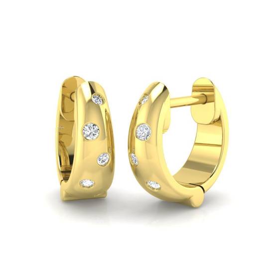 0.10ct SI2/G Round cut Natural Diamond Hoop Earrings in 9k Yellow Gold