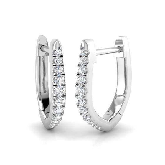 0.12ct SI2/G Round cut Natural Diamond Hoop Earrings in 18k White Gold
