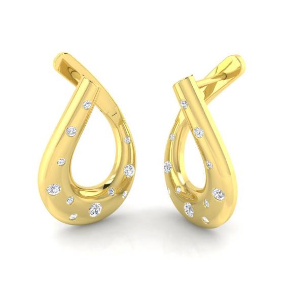 0.34ct SI2/G Round cut Natural Diamond Cluster Earrings in 18k Yellow Gold