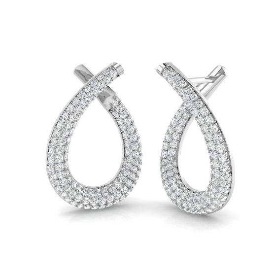 1.01ct SI2/G Round cut Natural Diamond Hoop Earrings in 18k White Gold