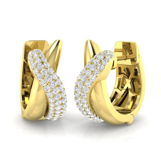 0.40ct SI2/G Round cut Natural Diamond Hoop Earrings in 18k Yellow Gold