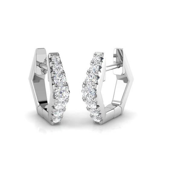0.28ct SI2/G Round cut Natural Diamond Hoop Earrings in 18k White Gold
