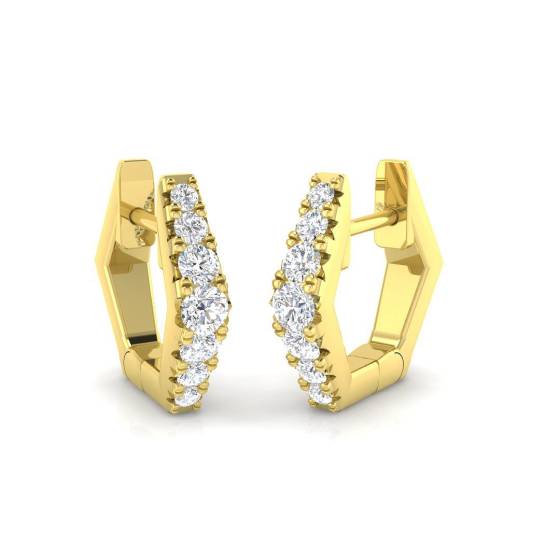 0.28ct SI2/G Round cut Natural Diamond Hoop Earrings in 18k Yellow Gold